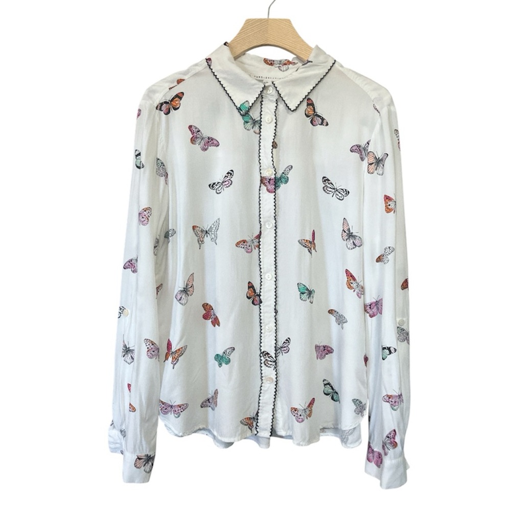 Jane + Delancey Butterfly Print Blouse L